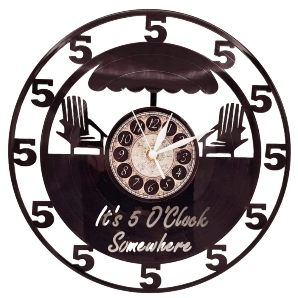 IT'S 5 O' CLOCK SOMEWHERE vinyl record clock